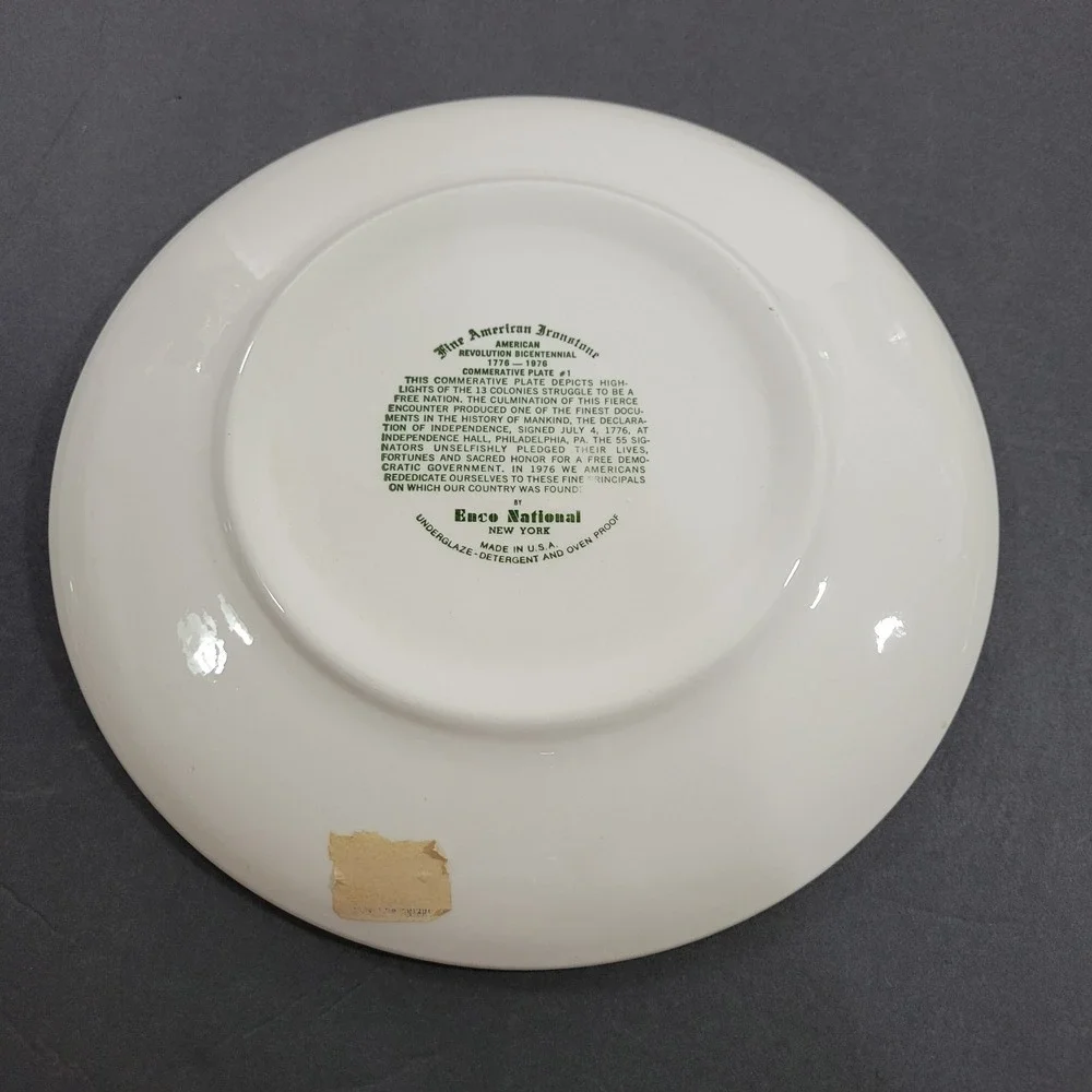 Eco National American Ironstone Bicentennial Commemorative Plate Green USA 10